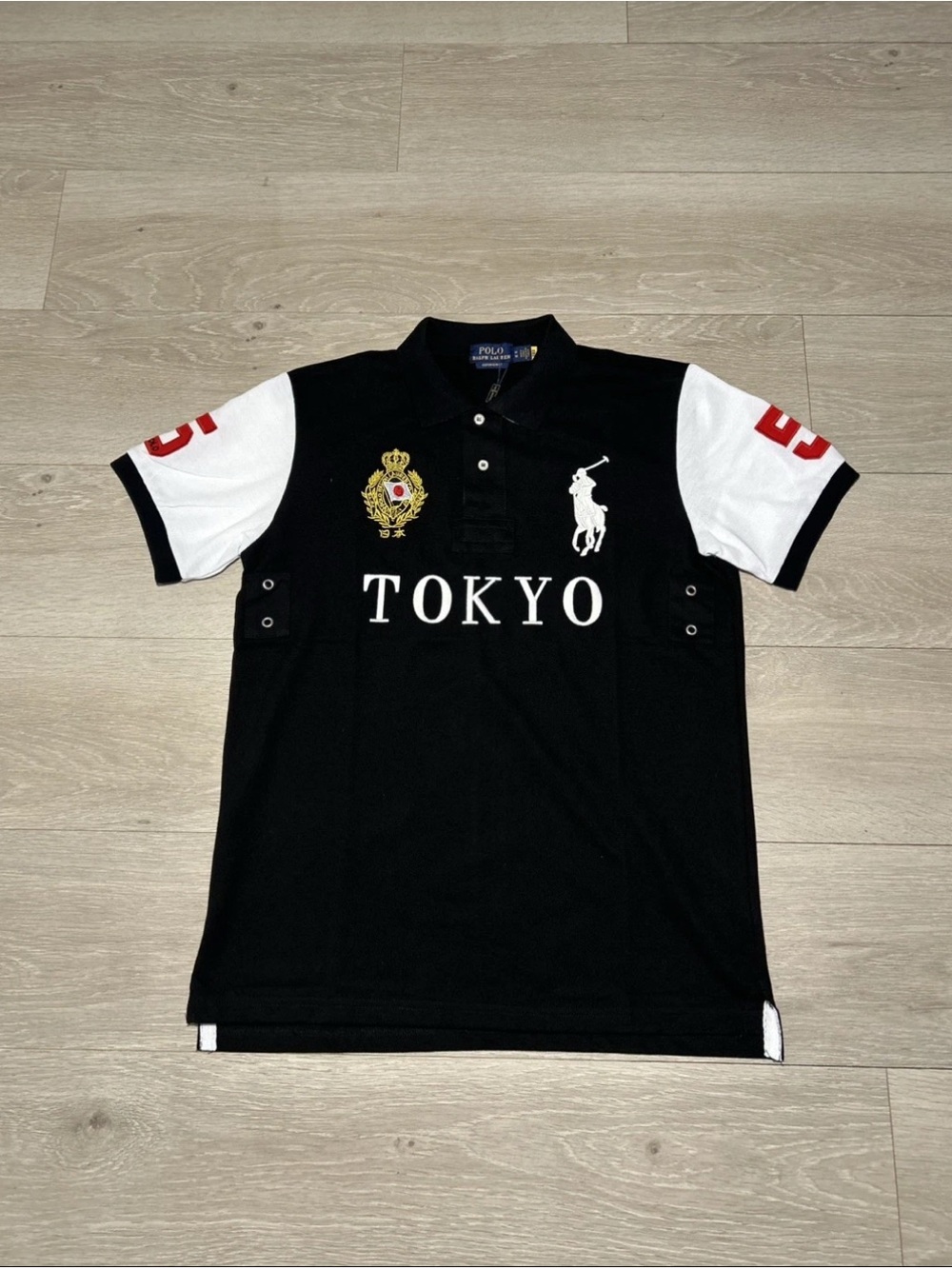 Polo Ralph Lauren Black, White & Red Tokyo Crest Polo